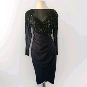 Vintage Casadei Beaded Black Formal Dress